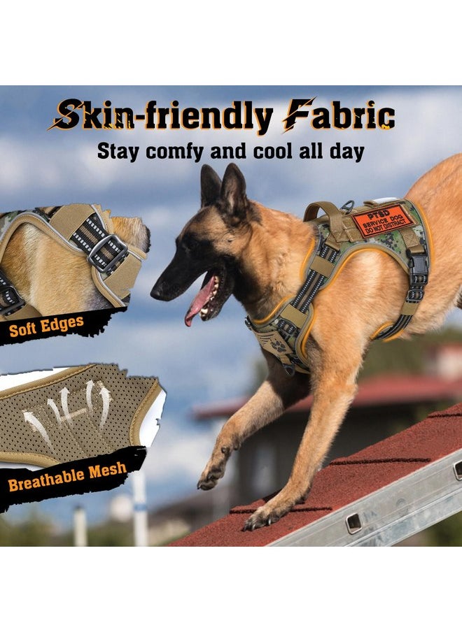 Rabbitgoo rabbitgoo Dog Harness for Large Dogs No Pull, Tactical Service Dog Vest with Molle and Control Handle, Adjustable and Reflective Military Pet Harness for Easy Walking and Training, Brown camo, L  - Image 4
