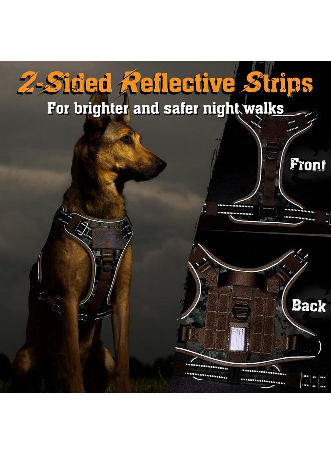 Rabbitgoo rabbitgoo Dog Harness for Large Dogs No Pull, Tactical Service Dog Vest with Molle and Control Handle, Adjustable and Reflective Military Pet Harness for Easy Walking and Training, Brown camo, L  - Image 5