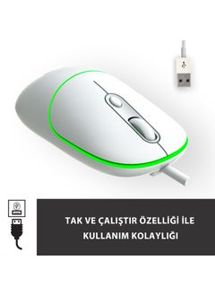 lecoo Lenovo MS110 USB Wired RGB 2400DPI 4-Button Silent Click Optical Mouse White  - Image 5