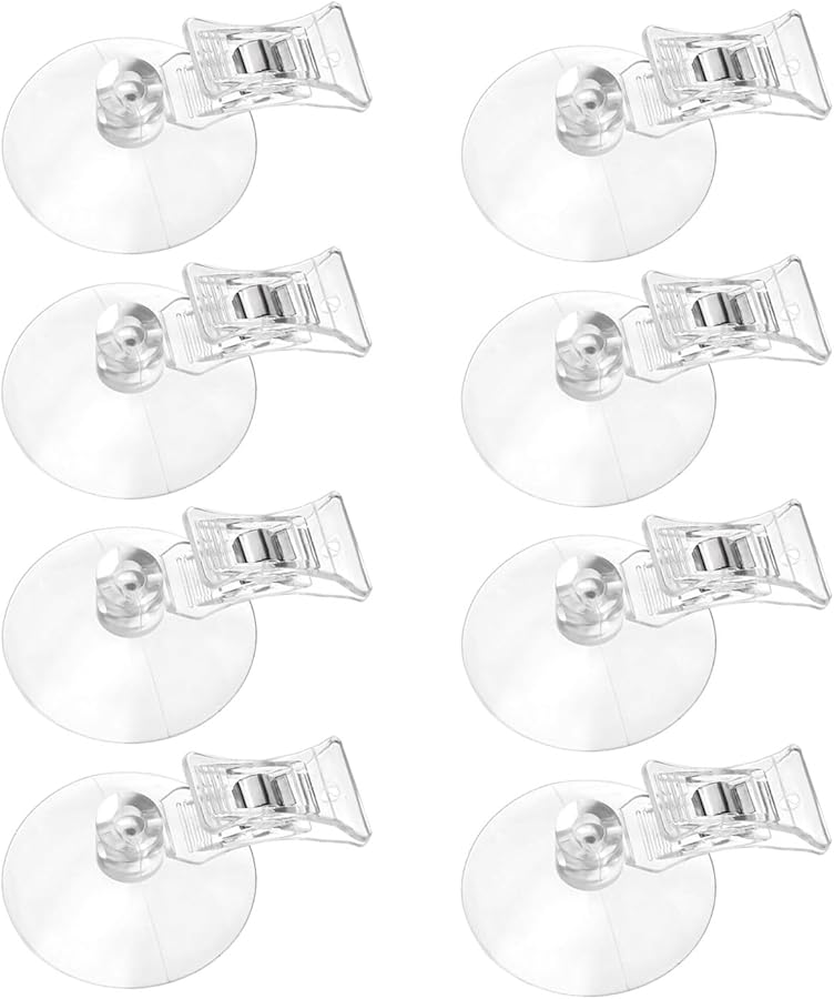 Set of 8 Clear Suction Cup Hook Clips for Home and Supermarket Organization - Image 1