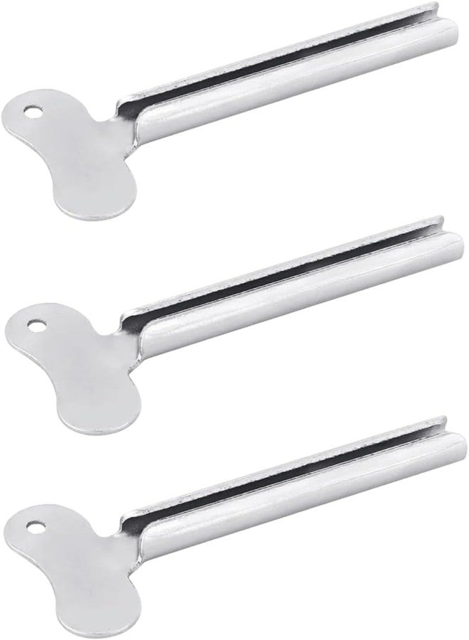 SelHeng 3 Pcs Silver Metal Tube Squeezer Keys, Tube Toothpaste Squeezer Keys Metal Hair Dye Color Key Roller Dispenser Tool, Daily Living Tube Squeezing Aids - Image 1