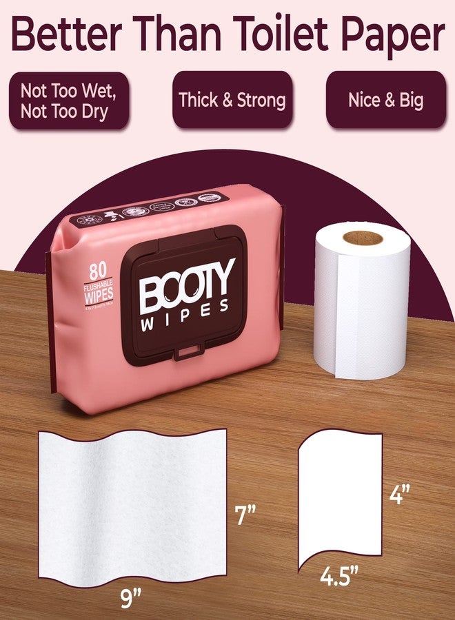 BOOTY WIPES Flushable Wipes Women - 320 Total Count (4 Packs of 80 Wet Wipes for Adults - pH Balanced Feminine Wipes with Aloe and Vitamin E - Gentle Cleansing Female Toilet Wipes for Sensitive Skin - Image 4