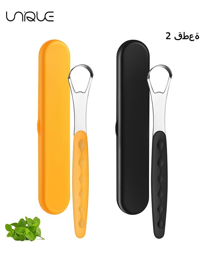 Unique 2 Pcs Tongue Scraper Cleaner for Adults & Kids, Oral Self Care, for Fresh Breath Dental Eliminate Bad Breath in Seconds -Tongue Scraper Cleaner Metal Brushes Set - Image 1