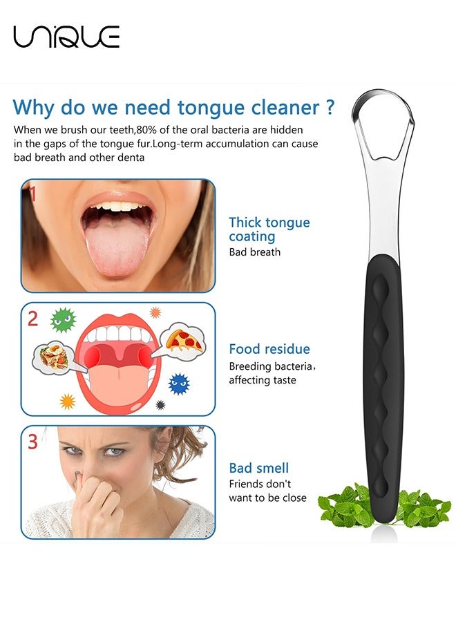 Unique 2 Pcs Tongue Scraper Cleaner for Adults & Kids, Oral Self Care, for Fresh Breath Dental Eliminate Bad Breath in Seconds -Tongue Scraper Cleaner Metal Brushes Set - Image 4