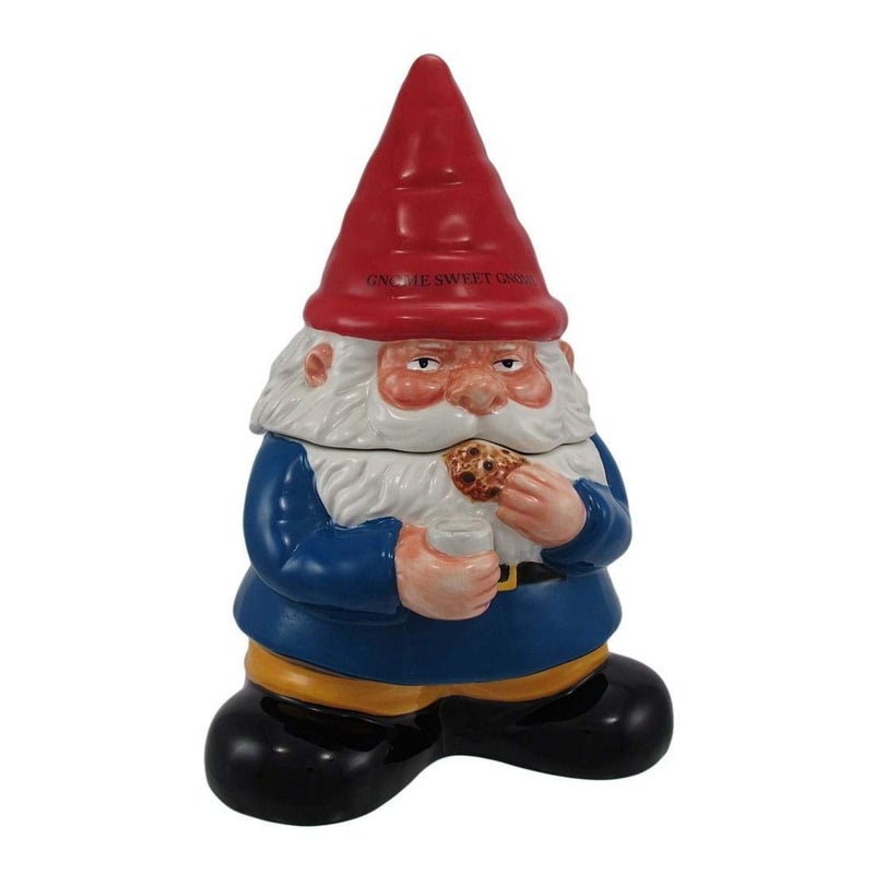 PTC 10 Inch Gnome Sweet Gnome Cookie Eating Ceramic Jar Figurine 