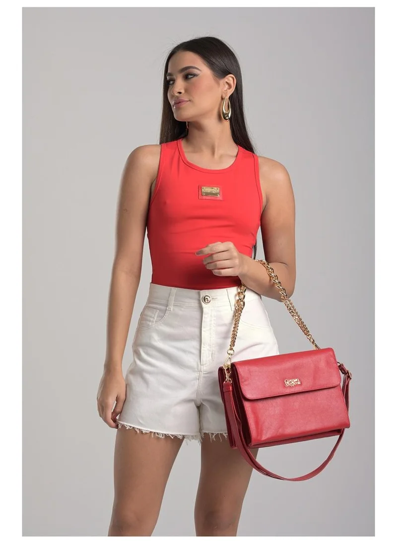Carmen Steffens  Red Ruby Quilted Bag with Chain Strap for Women | Best Price UAE
