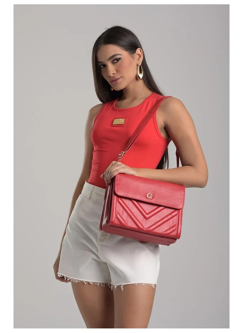 Carmen Steffens  Red Ruby Quilted Bag with Chain Strap for Women | Best Price UAE