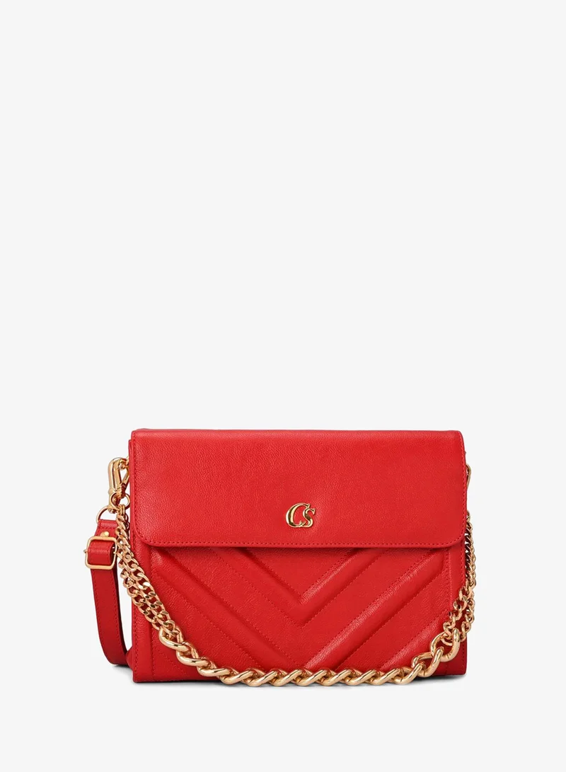 Carmen Steffens  Red Ruby Quilted Bag with Chain Strap for Women | Best Price UAE
