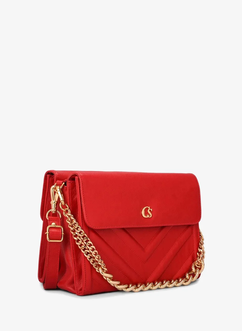 Red Ruby Quilted Bag with Chain Strap