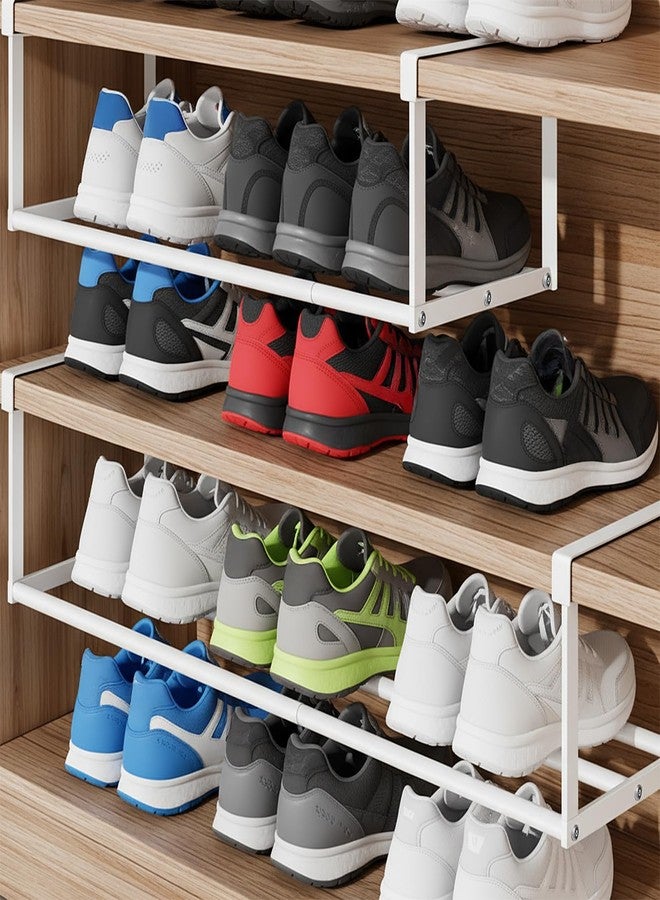 Xaajooio 2 Pcs Expandable Shoe Rack Organizer, Adjustable Retractable Shoe Racks, Multifunctional Under Cabinet Hanging Shelf for Closet Storage, White, 16.5-31.5 Inch, Space Saving - Image 5