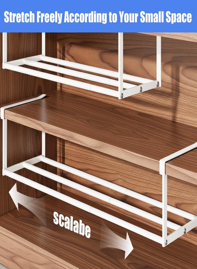 Xaajooio 2 Pcs Expandable Shoe Rack Organizer, Adjustable Retractable Shoe Racks, Multifunctional Under Cabinet Hanging Shelf for Closet Storage, White, 16.5-31.5 Inch, Space Saving - Image 3
