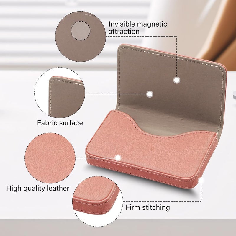 AI-DEE RFID Blocking Wallet - Minimalist Leather Business Credit Card Holder (Orange Pink) - Image 2