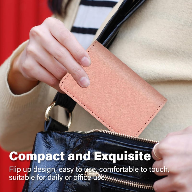 AI-DEE RFID Blocking Wallet - Minimalist Leather Business Credit Card Holder (Orange Pink) - Image 4