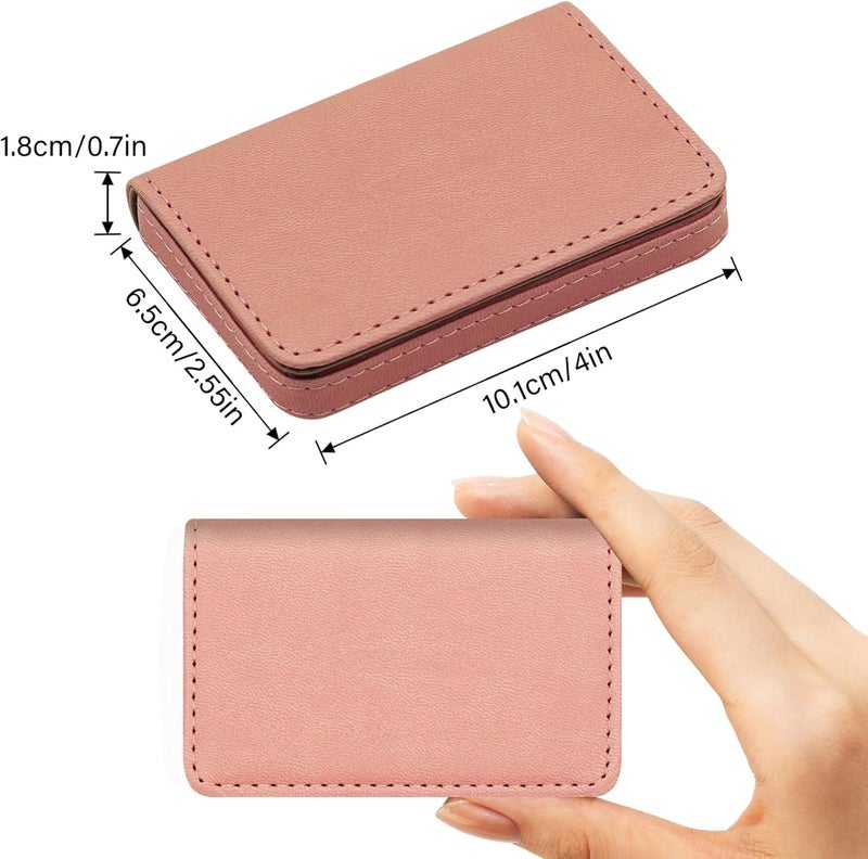 AI-DEE RFID Blocking Wallet - Minimalist Leather Business Credit Card Holder (Orange Pink) - Image 3
