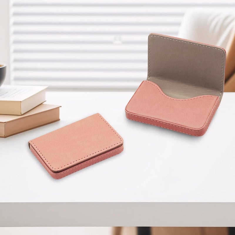 AI-DEE RFID Blocking Wallet - Minimalist Leather Business Credit Card Holder (Orange Pink) - Image 5