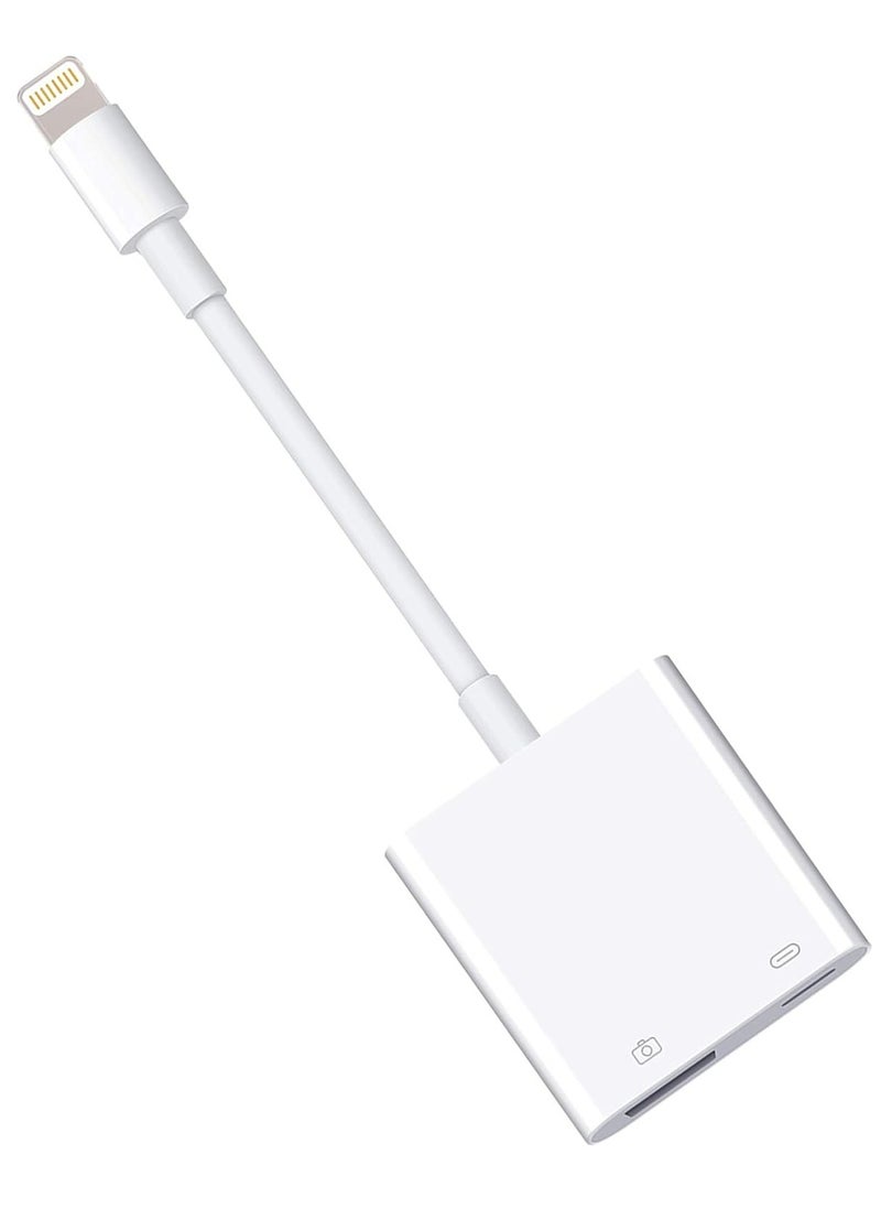 Oasisgalore - Lightning to USB Adapter for iPad & Apple Studio Display, with Charging Port, for Select iPhones/iPads, Supports Camera (White) - Image 1