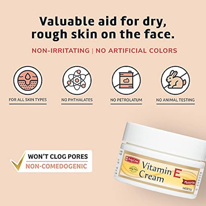 De La Cruz Vitamin E Cream Moisturizer for Face and Neck - Moisturizing Skin Care for All Skin Types - Made in USA, 0.42 oz Trial Size - Image 5