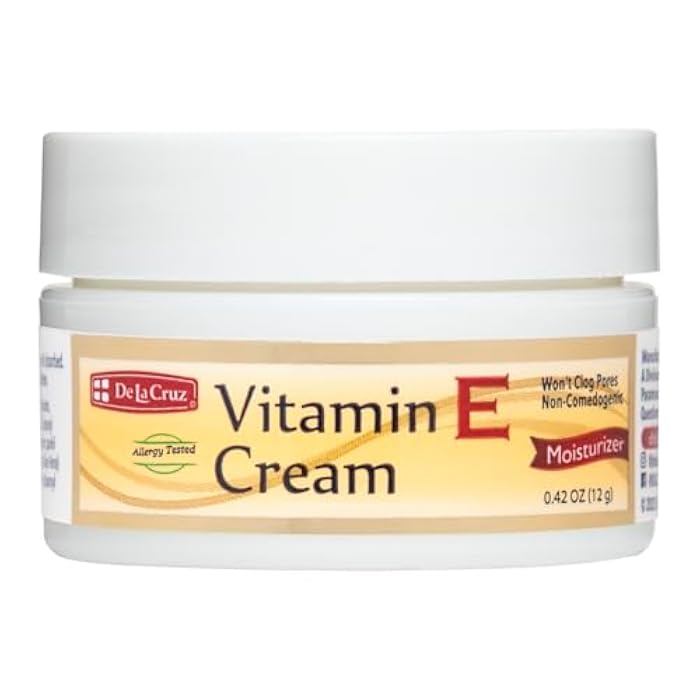 De La Cruz Vitamin E Cream Moisturizer for Face and Neck - Moisturizing Skin Care for All Skin Types - Made in USA, 0.42 oz Trial Size - Image 1