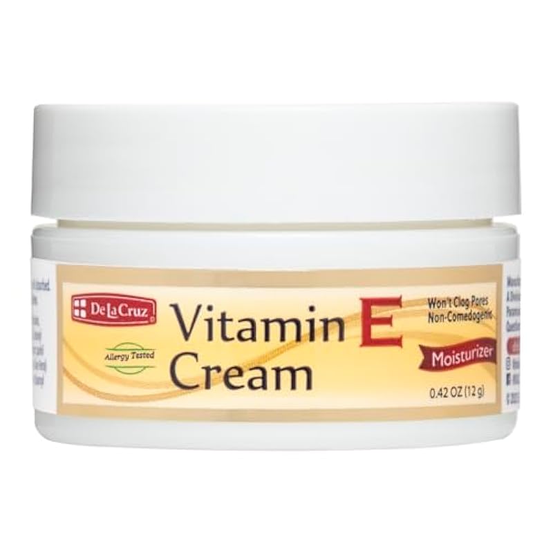 De La Cruz Vitamin E Cream Moisturizer for Face and Neck - Moisturizing Skin Care for All Skin Types - Made in USA, 0.42 oz Trial Size - Image 1