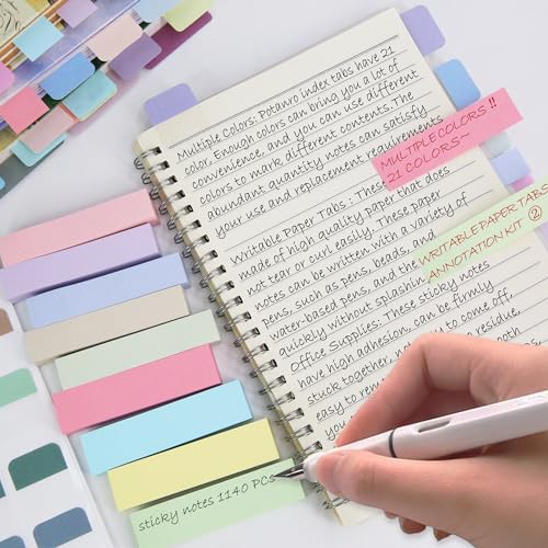 Potanro 1140PCS Sticky Index Tabs, Colourful Tabs for Notebooks, Page Markers Sticky Tabs, Book Tabs, Tabs for School Office, Classroom, Home Meetings - Image 2