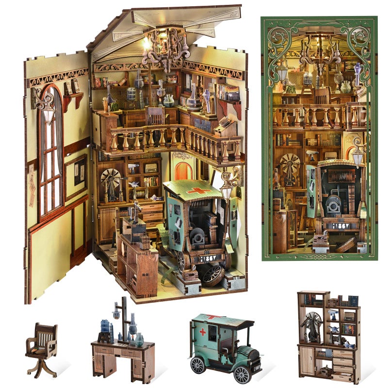 CCCDF Book Nook Kit DIY Scene Miniature House Kit Tiny House Mini Booknook Craft Bookshelf Decor 3D Puzzles for Adults Gifts for Book Lovers The Radium Lady - Image 3