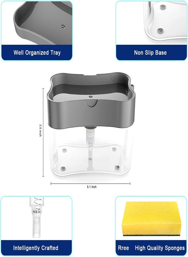 AKDC Monico Durable & Rust Proof 2 In 1 Press Hand Pump Soap Dispenser Caddy Organizer Sponge Holder With Sponge Caddy - Image 5