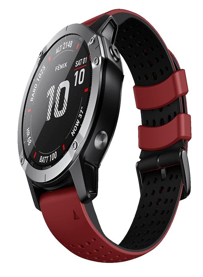 انكول سوار ساعة ANCOOL متوافق مع ساعات Garmin Fenix 5X/6X/7X، مقاس 26 مم، سوار ناعم سهل التركيب بديل لساعات Fenix 5X Plus/Fenix 6X/Fenix 6X Pro/Tactix Charlie/Descent MK2 (أحمر) - Image 1