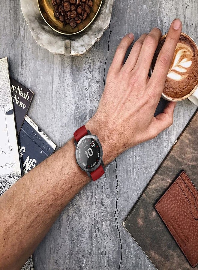 انكول سوار ساعة ANCOOL متوافق مع ساعات Garmin Fenix 5X/6X/7X، مقاس 26 مم، سوار ناعم سهل التركيب بديل لساعات Fenix 5X Plus/Fenix 6X/Fenix 6X Pro/Tactix Charlie/Descent MK2 (أحمر) - Image 5