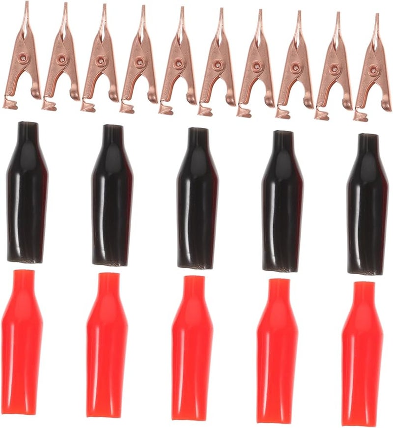 Pure Copper Alligator Clips 10 Pcs Heavy Duty Insulated Electrical Test Clamps - Image 2