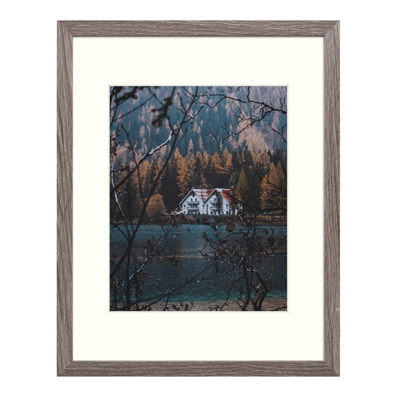 Frametory, 11x14 Picture Frame with Mat for 8x10 Photo - Country Rustic Style - High Definition Glass Wide Molding - Preinstalled Wall Mounting Hardware (Rustic Brown, 1 Pack) - Image 1