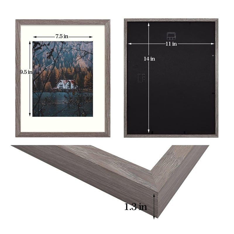 Frametory, 11x14 Picture Frame with Mat for 8x10 Photo - Country Rustic Style - High Definition Glass Wide Molding - Preinstalled Wall Mounting Hardware (Rustic Brown, 1 Pack) - Image 5
