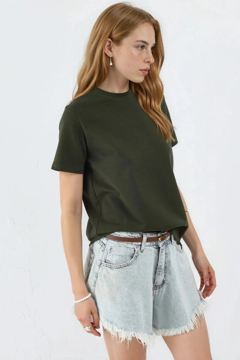 بوسيم BUSEM Plain Crew Neck T-Shirt