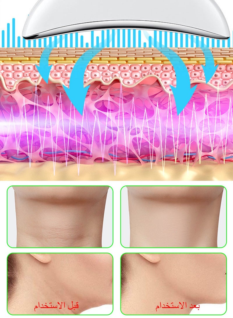Syarme Face and Neck Massager, Skin Lifting Tightening Wrinkle Removal Machine Rejuvenation Beauty Device, with Heat, Vibration & Phototherapy, for Removal Double Chin, Skin Improve - White - Image 3
