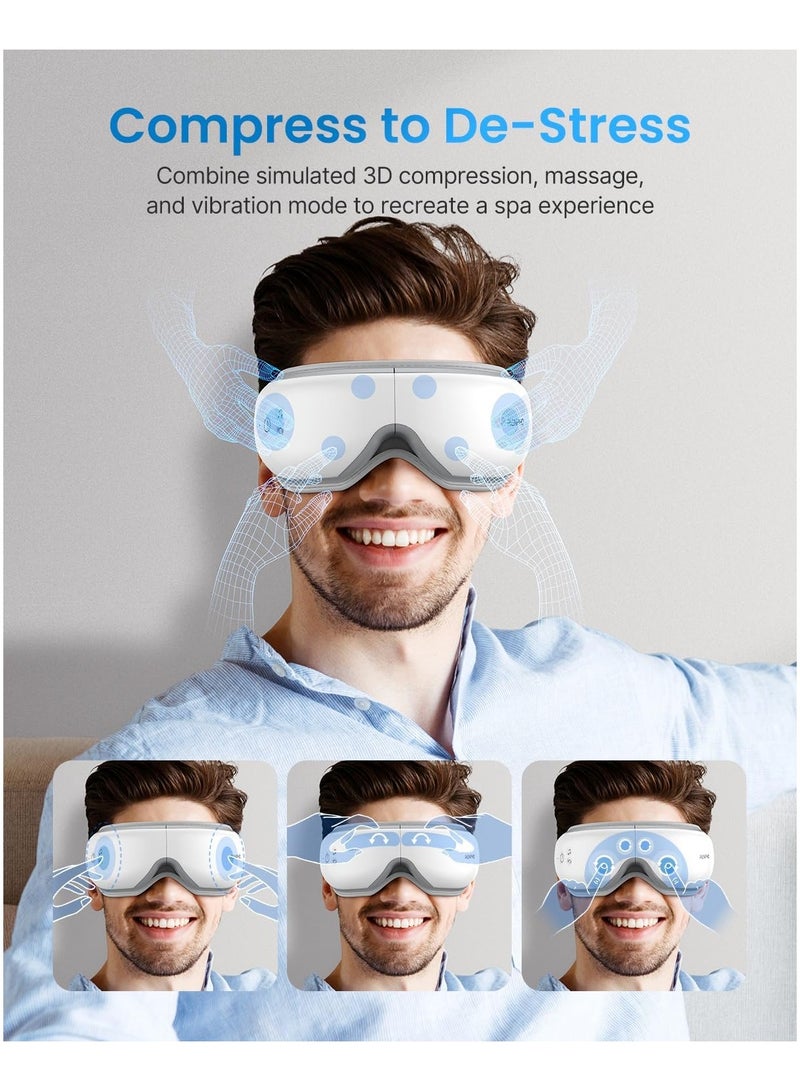 RENPHO Eyeris 1 Eye Massager With Heat Air Compression Bluetooth Music Rechargeable Eye Therapy Massager White - Image 5