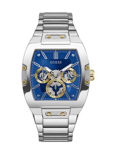 GUESS Silver Tone Multi-function Watch For Men-Blue/Silver-GW0456G5