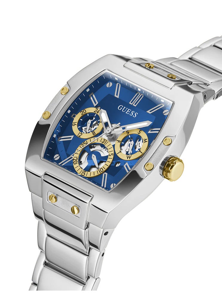 GUESS Silver Tone Multi-function Watch For Men-Blue/Silver-GW0456G5