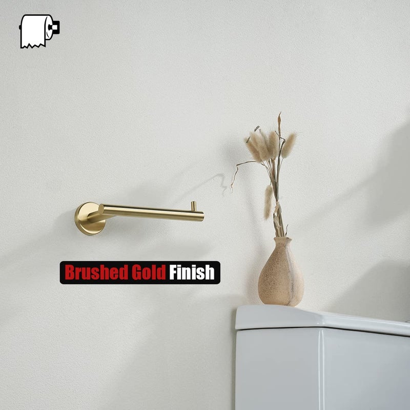 JQK Gold Toilet Paper Holder  5 Inch Tissue Paper Dispenser  304 Stainless Steel Thick 0.8mm Wall Mount  Brushed Brass 2 Pack  TPH100-BG-P2 - Image 4