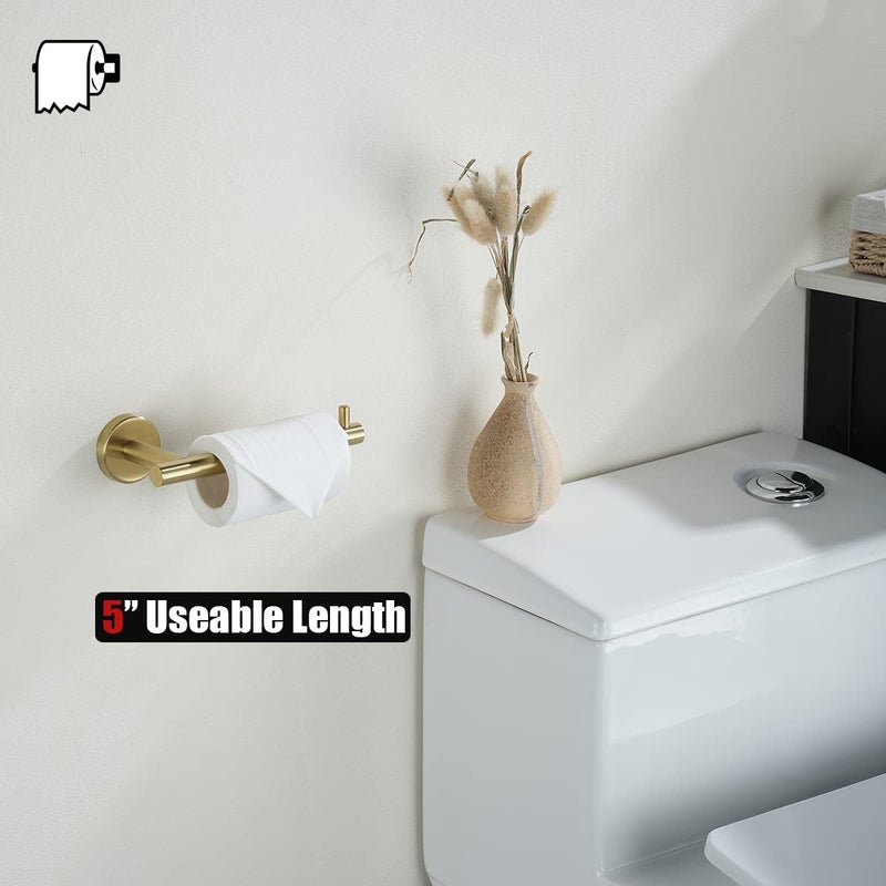 JQK Gold Toilet Paper Holder  5 Inch Tissue Paper Dispenser  304 Stainless Steel Thick 0.8mm Wall Mount  Brushed Brass 2 Pack  TPH100-BG-P2 - Image 2