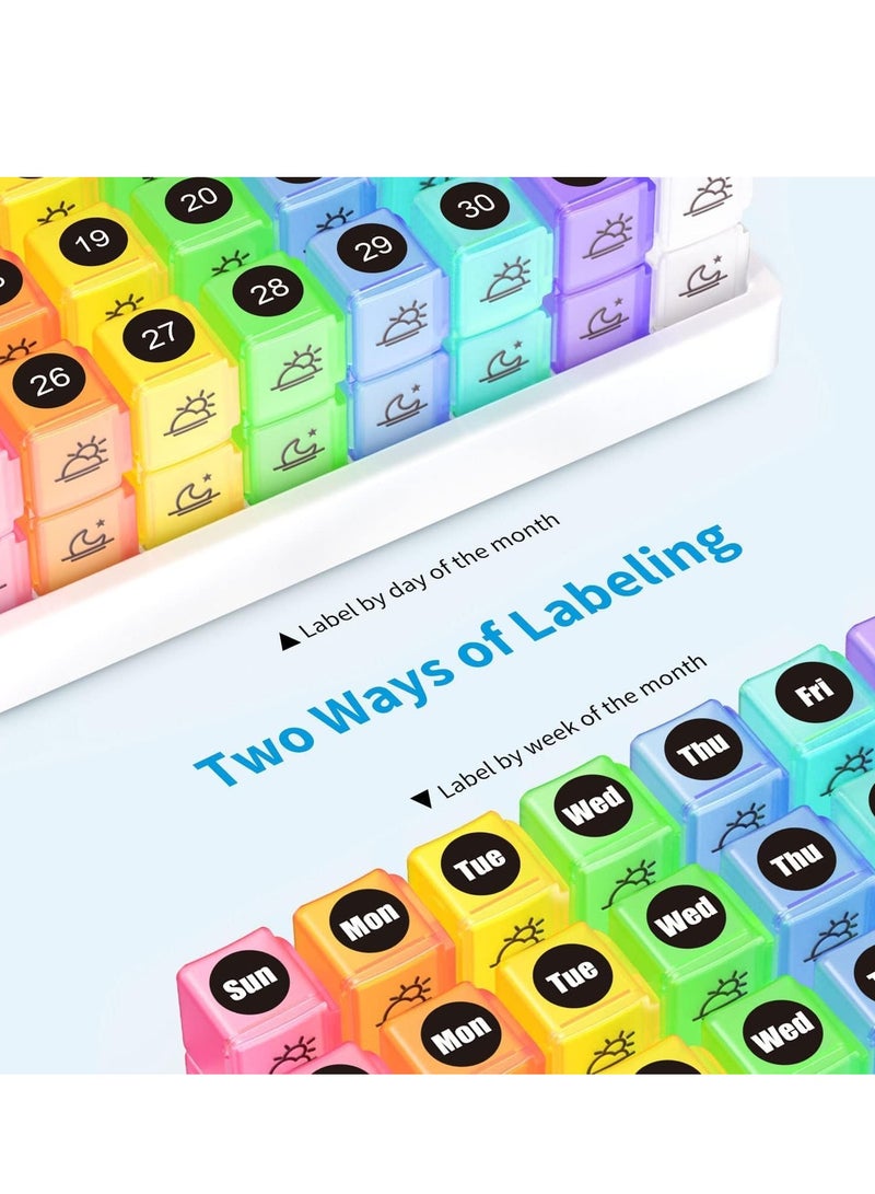 30-Day Pill Organizer with Unique Handle - AM/PM Travel Case for Vitamins, Supplements & Medications, 31 Compartments - Image 2