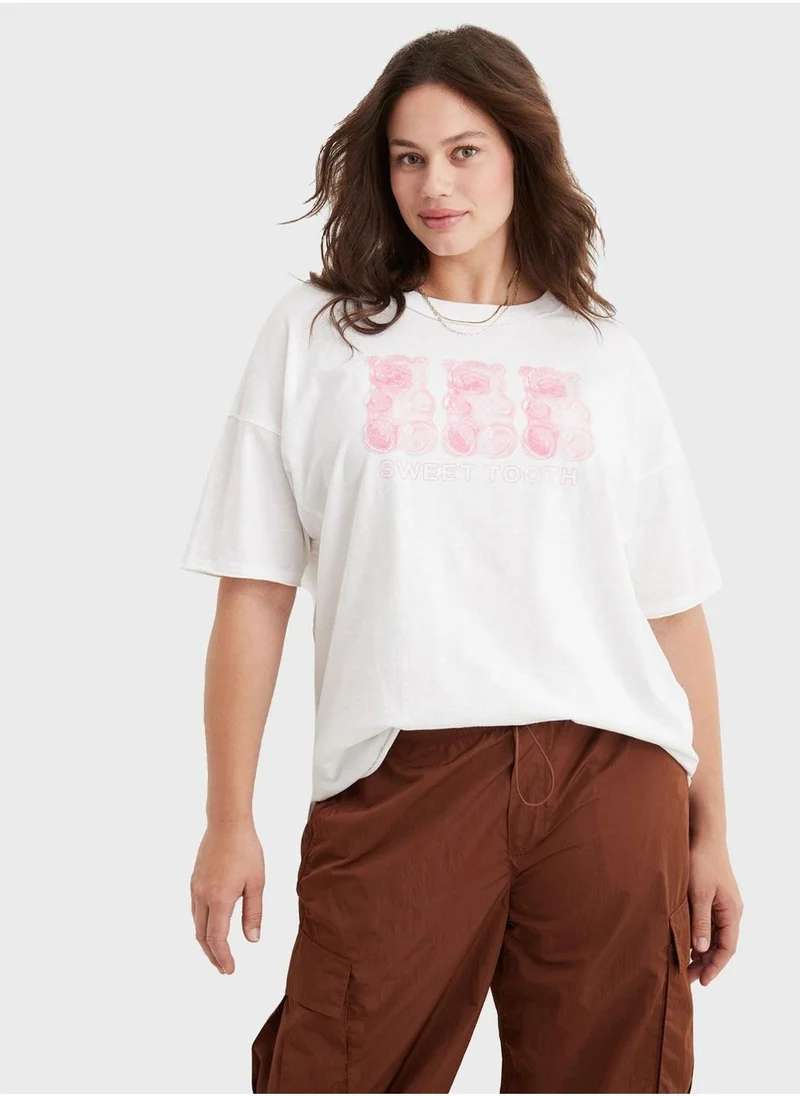 Aerie Crew Neck Printed T-Shirt