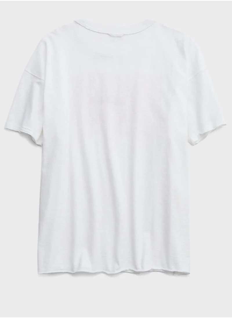 Aerie Crew Neck Printed T-Shirt