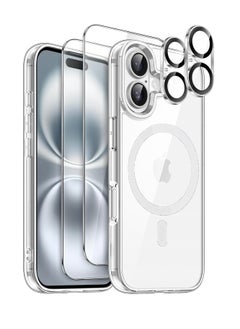 Aookay [5 in 1] Magnetic Case Compatible with iPhone 16 Plus [Anti-Yellowing] [Fit for Magsafe] with Screen Protector (2 Pack) + Camera Lens Protector (2 Pack), Clear Case Cover  - Image 1