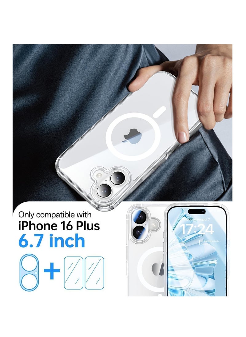 Aookay - [5 in 1] Magnetic Case Compatible with iPhone 16 Plus [Anti-Yellowing] [Fit for Magsafe] with Screen Protector (2 Pack) + Camera Lens Protector (2 Pack), Clear Case Cover - Image 1