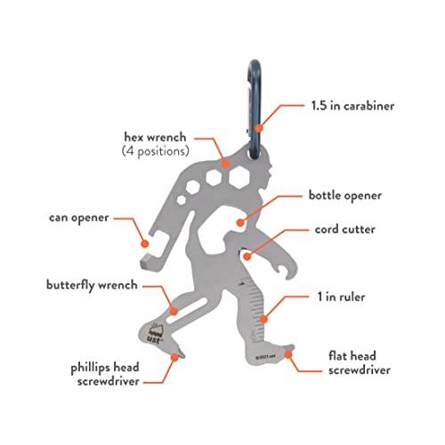 ust tool-a-long multi-tool carabiners with durable, compact stainless steel construction for hiking, kayaking, camping, travel and outdoor survival, asquatch - Image 2