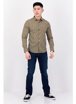 Levi's Men Slim Fit Long Sleeve Allover Print Casual Shirts, Olive/White  - Image 4