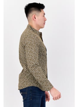 Levi's Men Slim Fit Long Sleeve Allover Print Casual Shirts, Olive/White  - Image 2