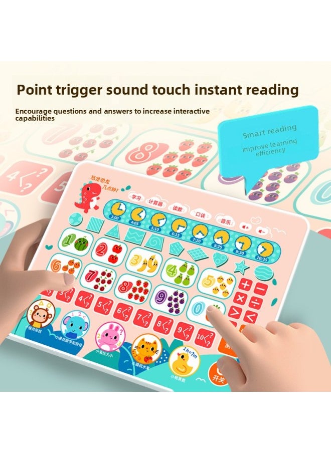 Children's Learning Machine Mathematics Tablet Oral Calculation Practice First Grade Mathematics Point Reading Machine 3-6 Years Old Above Early Education Thinking-Color:Blue
