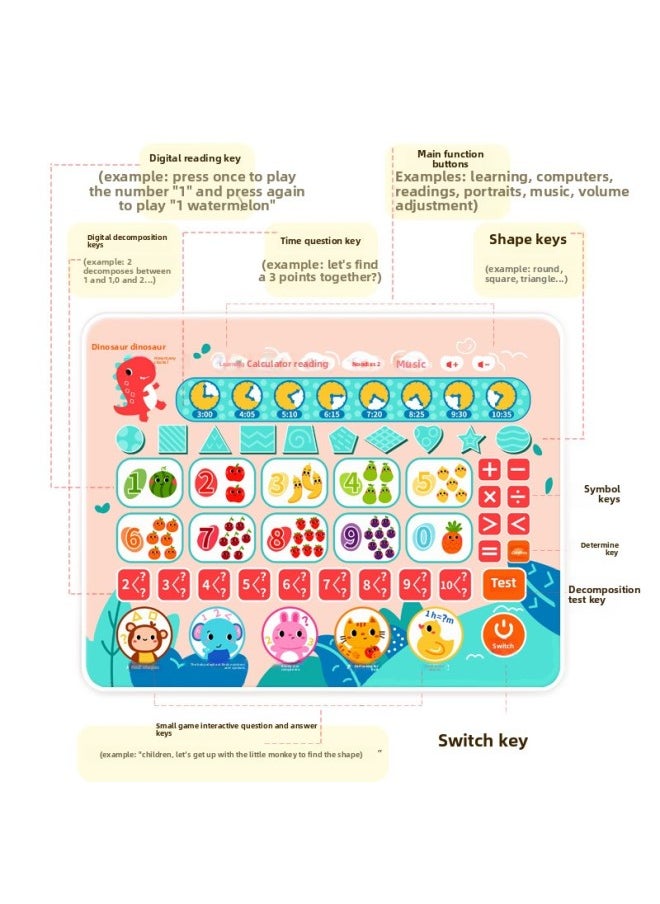 Children's Learning Machine Mathematics Tablet Oral Calculation Practice First Grade Mathematics Point Reading Machine 3-6 Years Old Above Early Education Thinking-Color:Blue