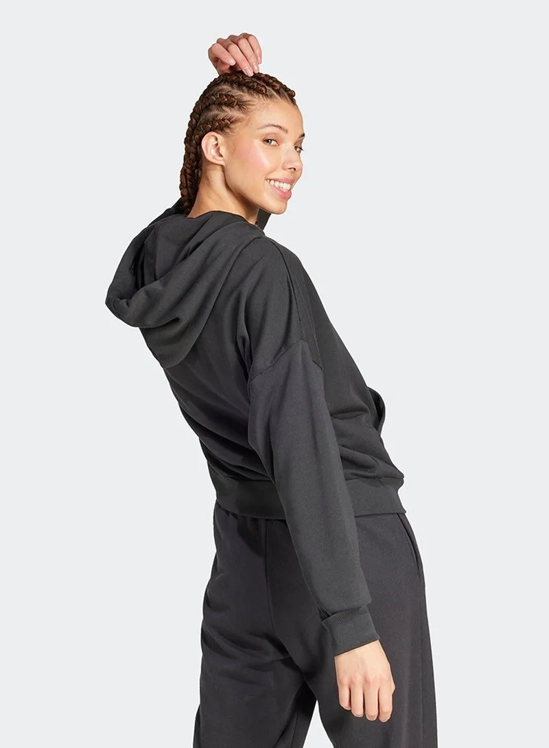 Adidas essentials big logo french terry loose women hooded sweatshirt