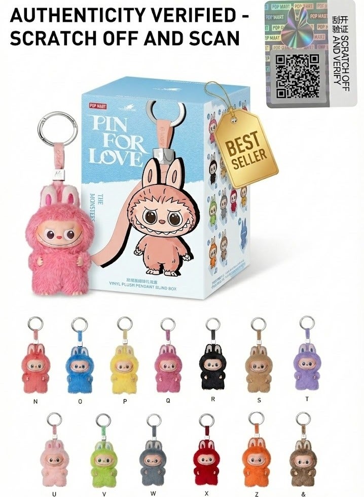 POP MART Labubu THE MONSTERS Pin for Love Series-Vinyl Plush Pendant Blind Box (N-Z) - PREORDER! 1pc - Style May Vary - Image 1